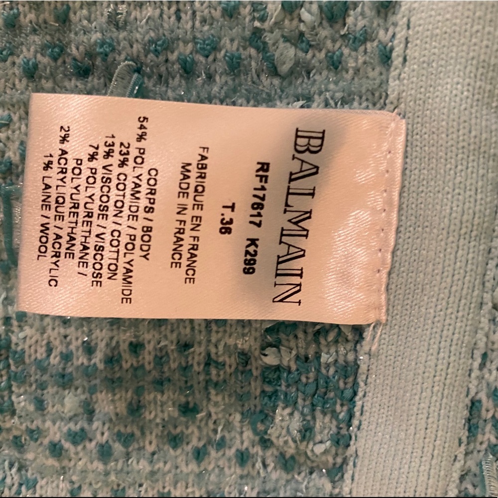 Balmain Fringe Dip Dye Tweed Jacket In Blue - Picture 9 of 9